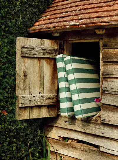 Sudbury Garden Furniture Cushion, Green Awning Stripe