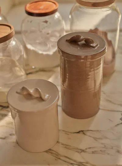 Handmade Stoneware Storage Jar, Large