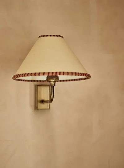 Arlo Card Lampshade, Small, Pink Stripe Trim